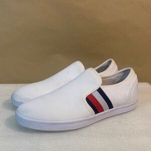 Tommy Hilfiger White Slip-On Loafers with Red and Blue Accents Size 8M (Unisex )